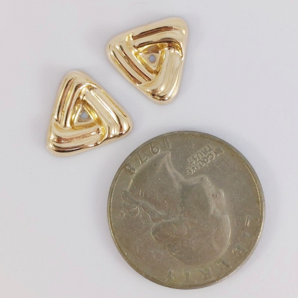Beautiful Solid 14k Gold Triangular Stud Jacket E… - image 6